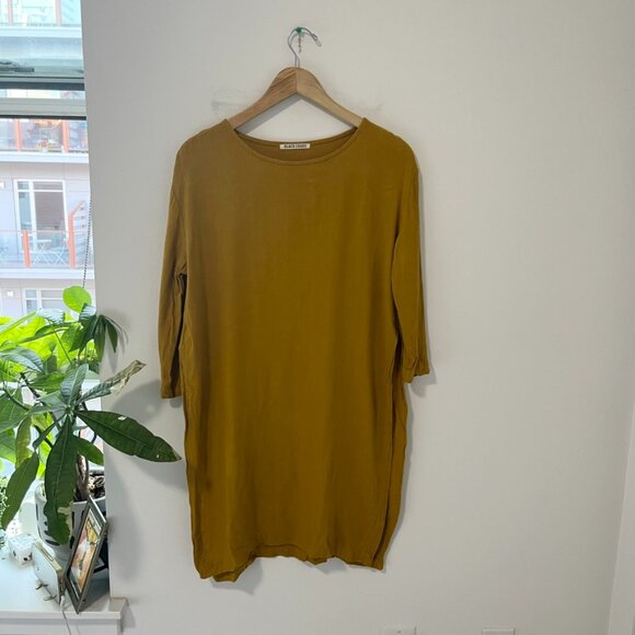 Black Crane Dresses & Skirts - Black Crane Mustard Yellow Lagenlook Long Sleeve Dress Size Small